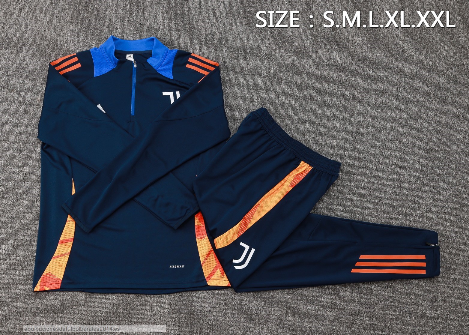 Nuevo Conjunto Completo Sudadera Entrenamiento Juventus 24/25 Azul Marino Naranja Baratas